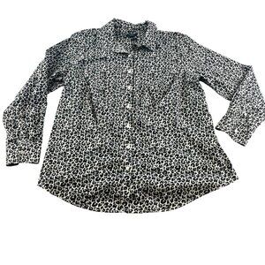 Talbots Women's Petite Long Sleeve Animal Print Button Front Shirt Sz 16WP